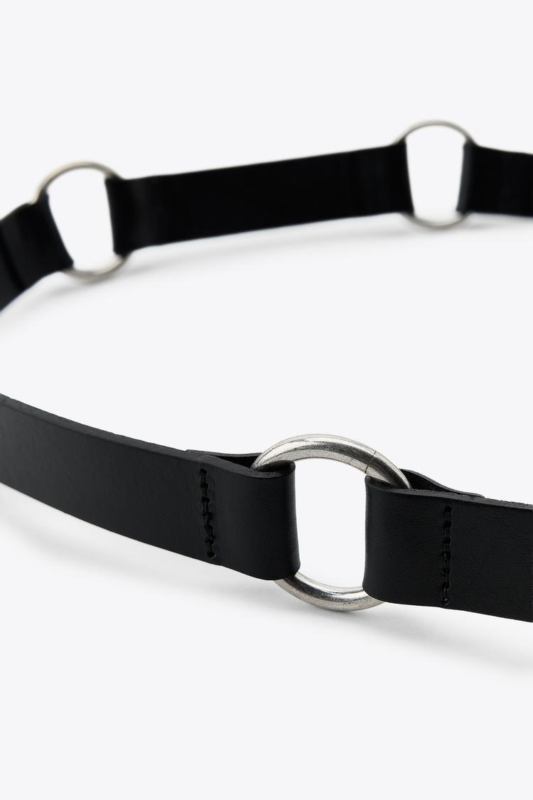 LEATHER COMBINED CHAIN BELT